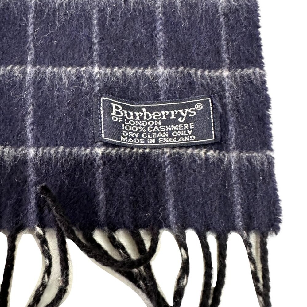 Burberrys Classic Check Scarf Black 100% Cashmere Unisex Scarf Made In England - Picture 3 of 7